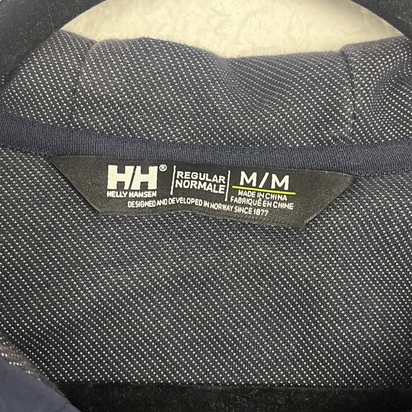 Helly Hansen Vanern Mid Layer Jacket Mens Medium Navy Gray Cotton Fleece Lined‎ - Picture 3 of 16
